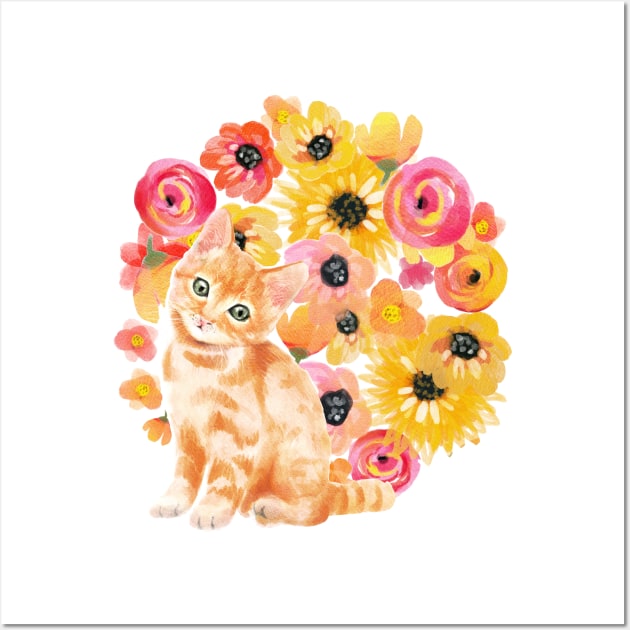 Watercolor Ginger Kitten Wall Art by PerrinLeFeuvre